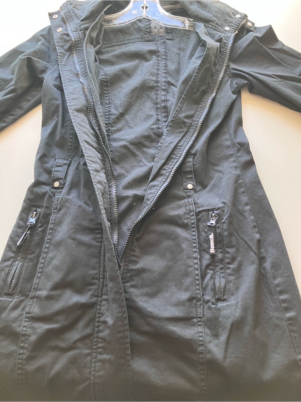 Bench Black Full Zip Mock Neck Short-Sleeve Cotton Jacket Dress Women’s Small - Picture 8 of 14